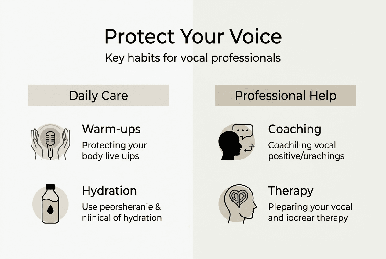 Infographic showing vocal health strategies