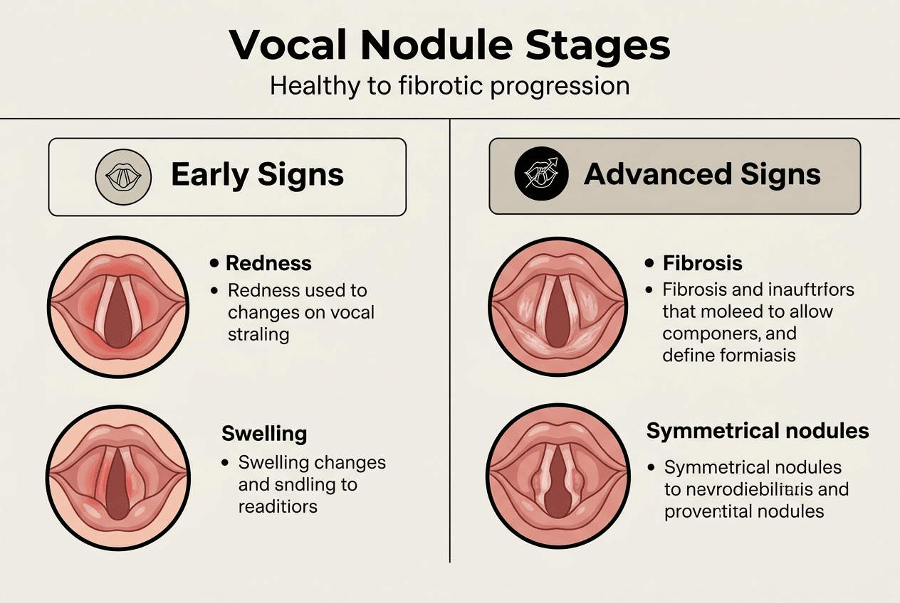 Infographic showing vocal nodule progression