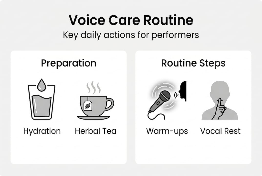 Infographic with voice care routine steps