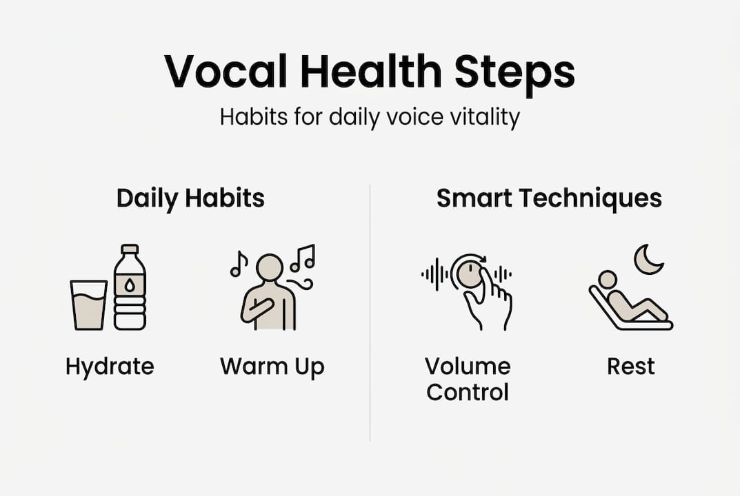 Infographic summarizing vocal health steps