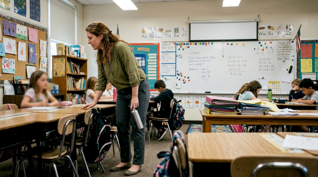 Teacher using voice care during class