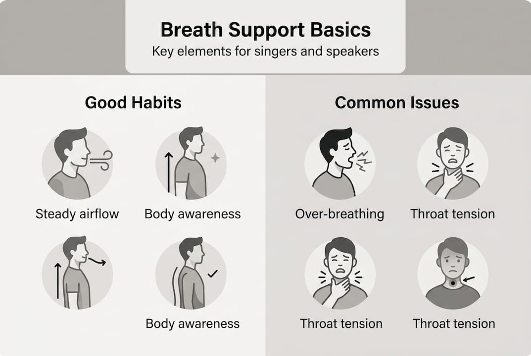 Infographic of breath support habits and issues