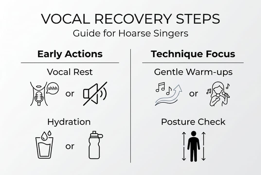 Infographic showing vocal recovery steps and focus