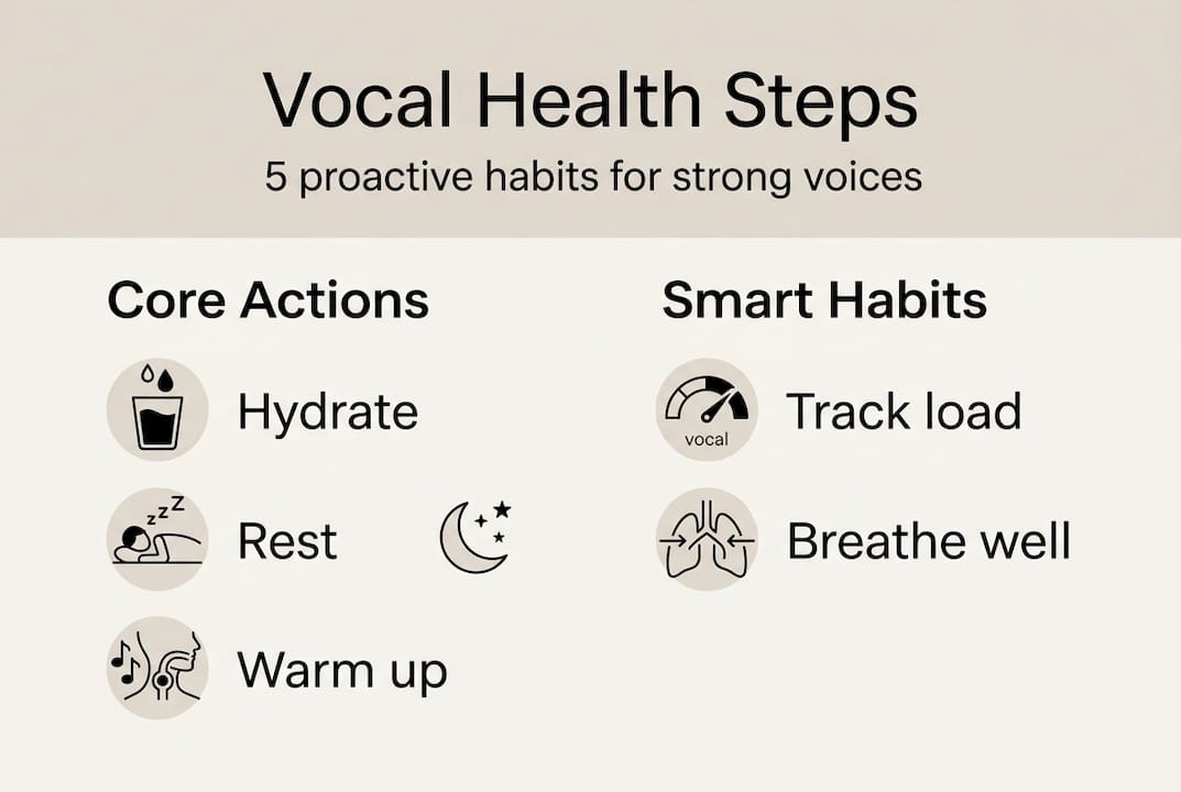 Infographic of five preventative vocal health steps