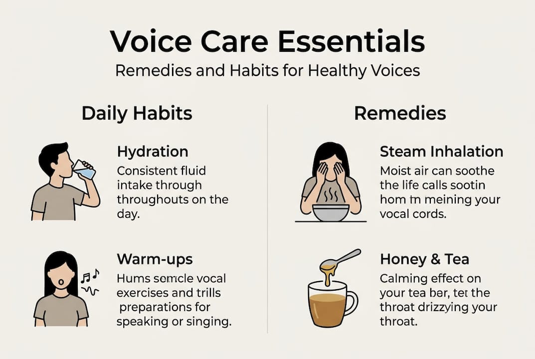 Infographic summarizing daily voice care practices
