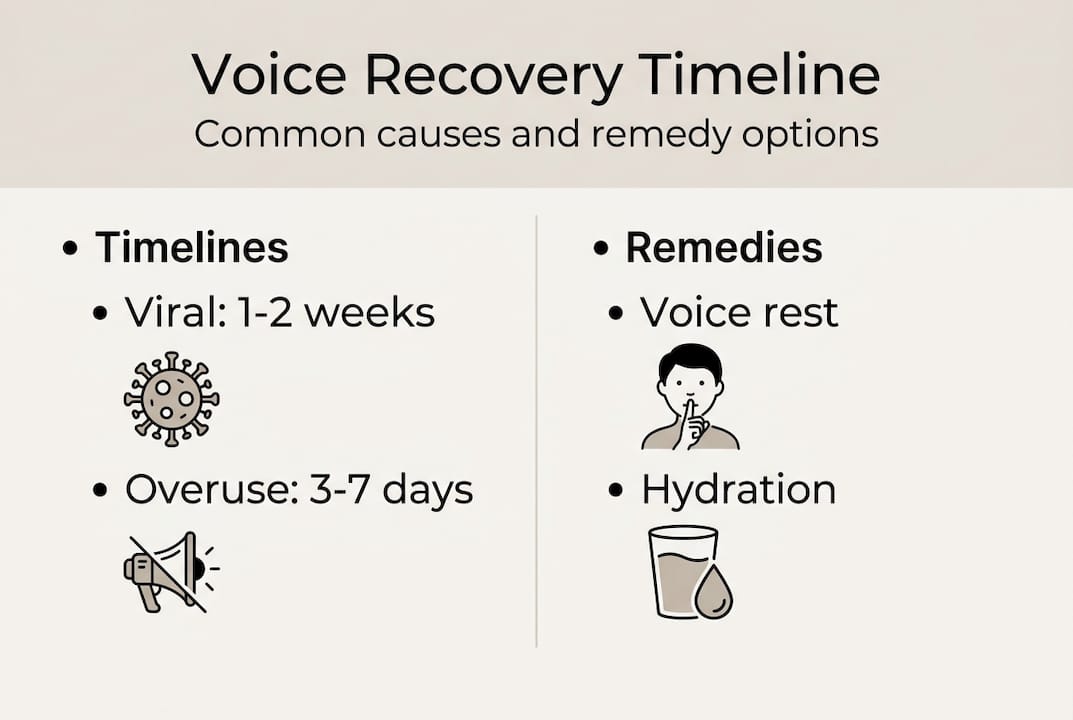 Infographic showing voice loss timeline and remedies