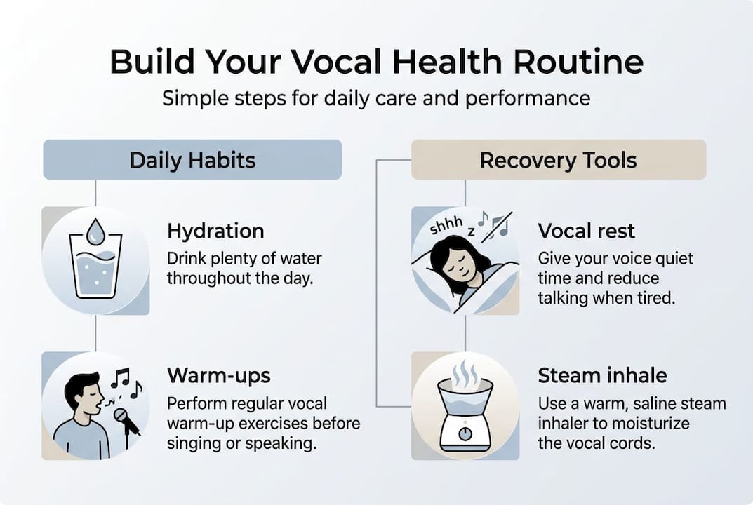 Infographic daily vocal health routine steps