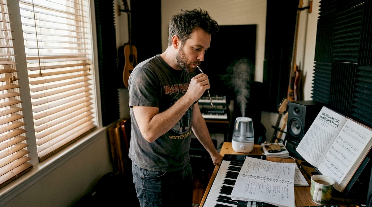 Vocalist using straw for recovery exercise