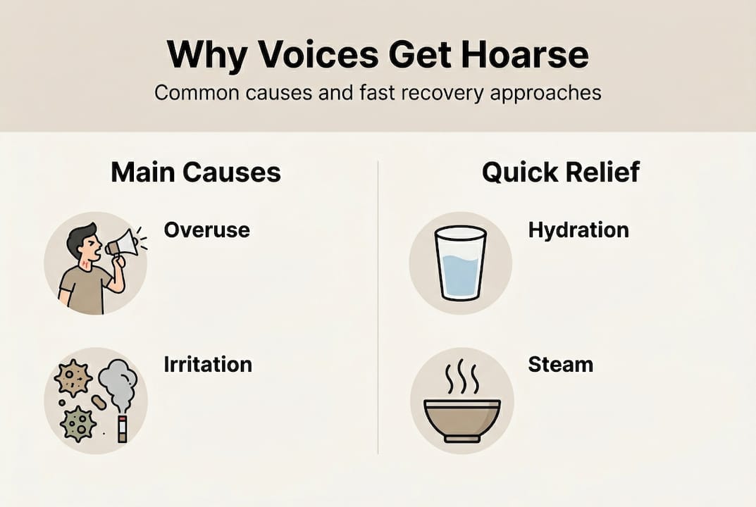 Infographic on hoarse voice causes and remedies