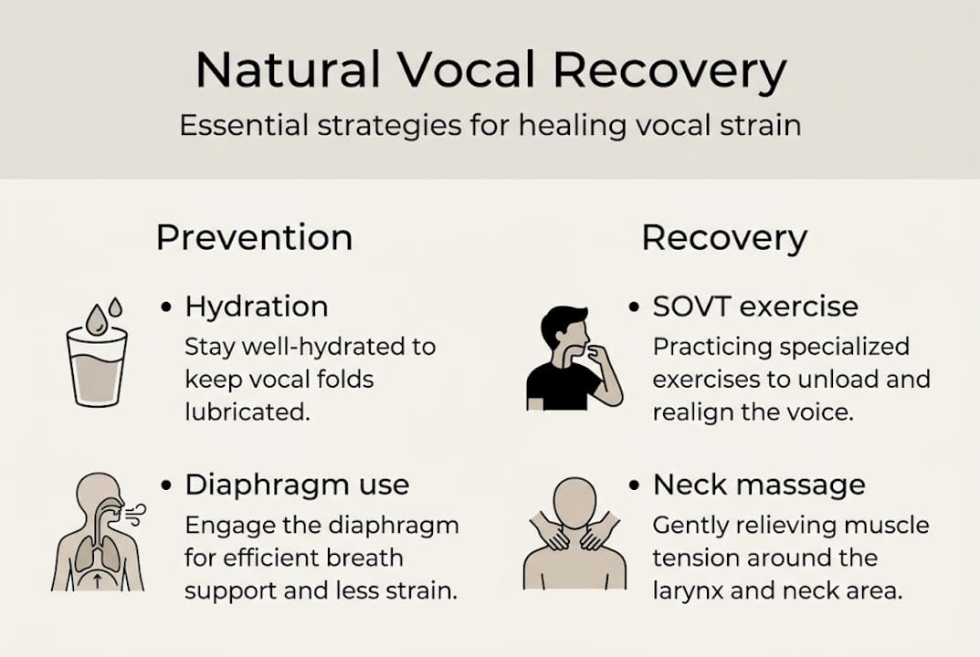 Infographic summarizing vocal recovery strategies