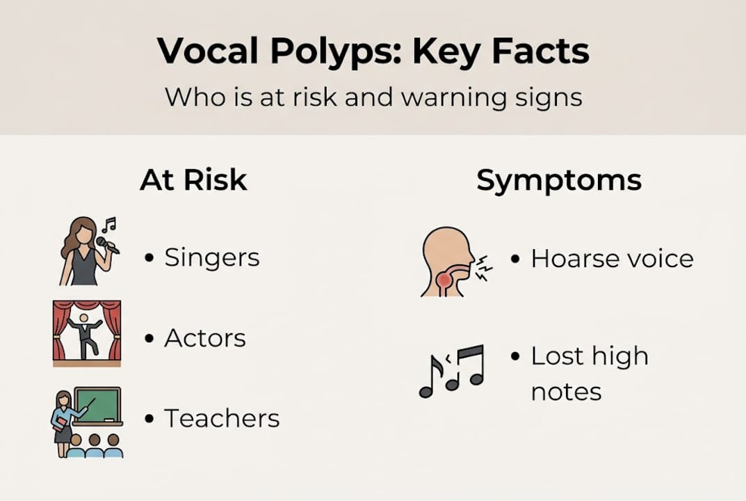 Infographic: vocal polyp risk and symptoms overview