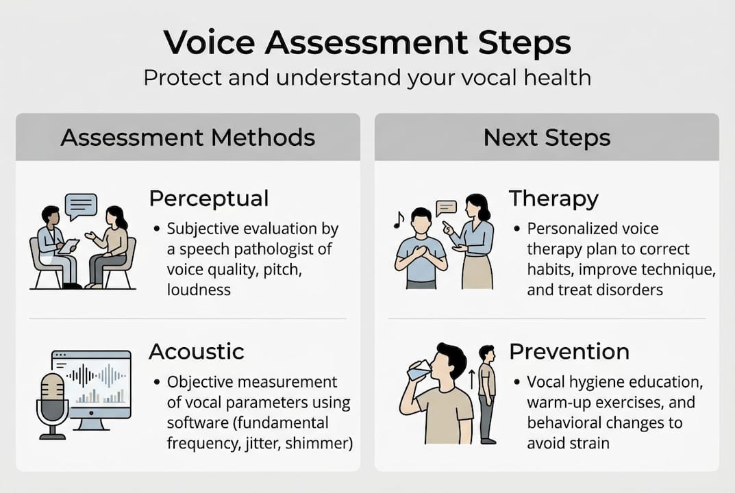 Infographic outlining main voice assessment steps