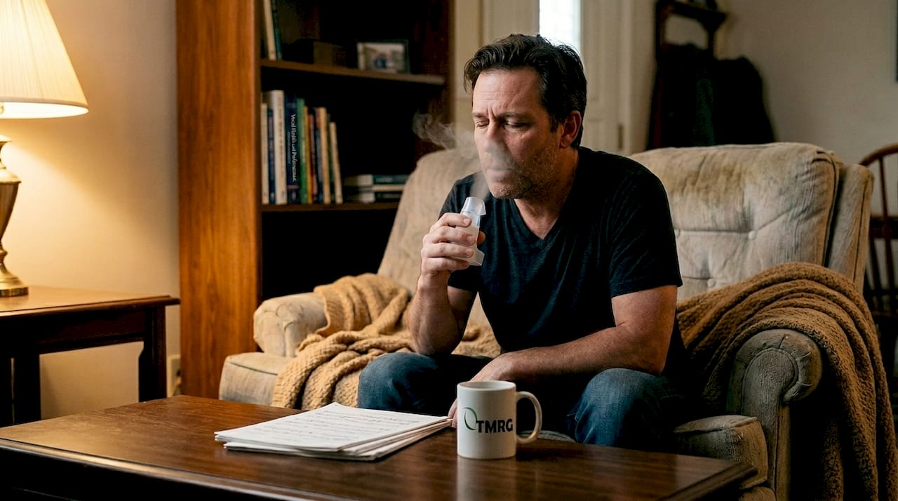 Singer uses steam inhaler for throat hydration