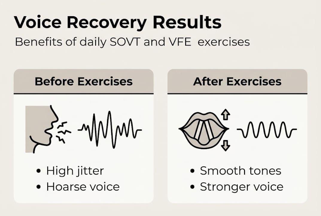 Infographic with voice therapy before and after results