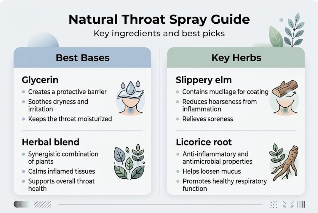 Infographic comparing throat spray ingredients