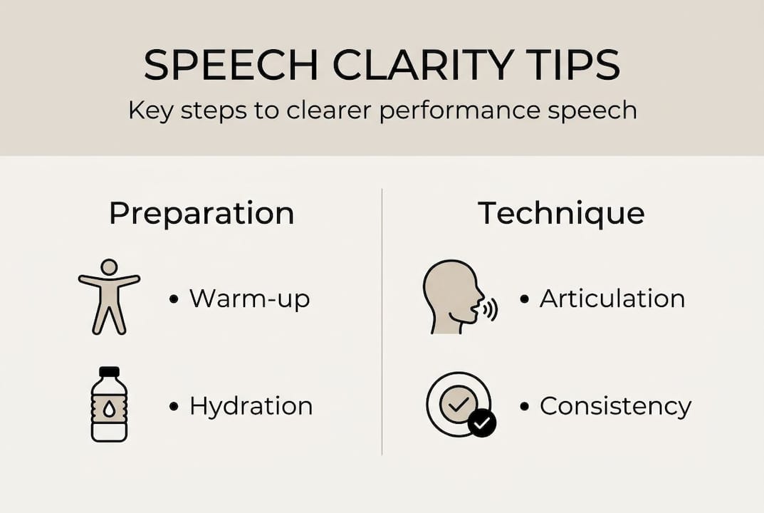 Infographic summarizing speech clarity strategies
