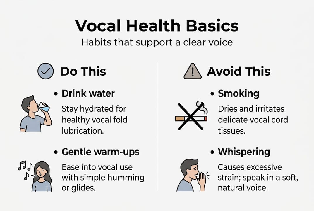 Infographic showing vocal health habit tips
