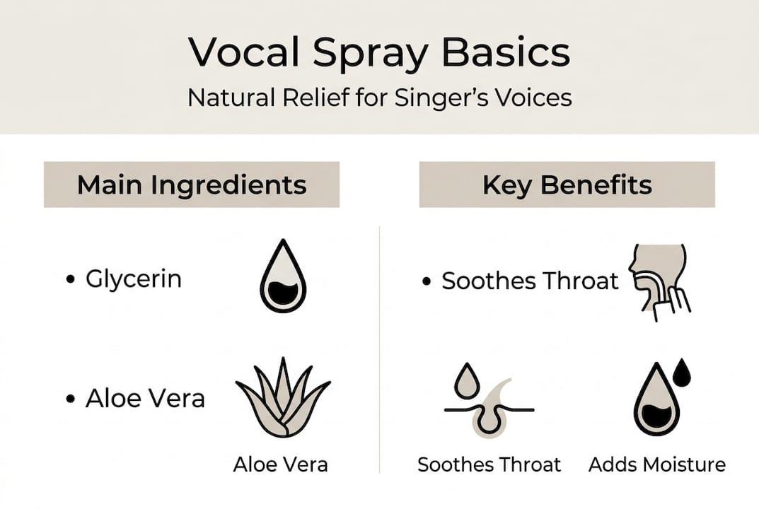 Infographic with vocal spray basics and benefits