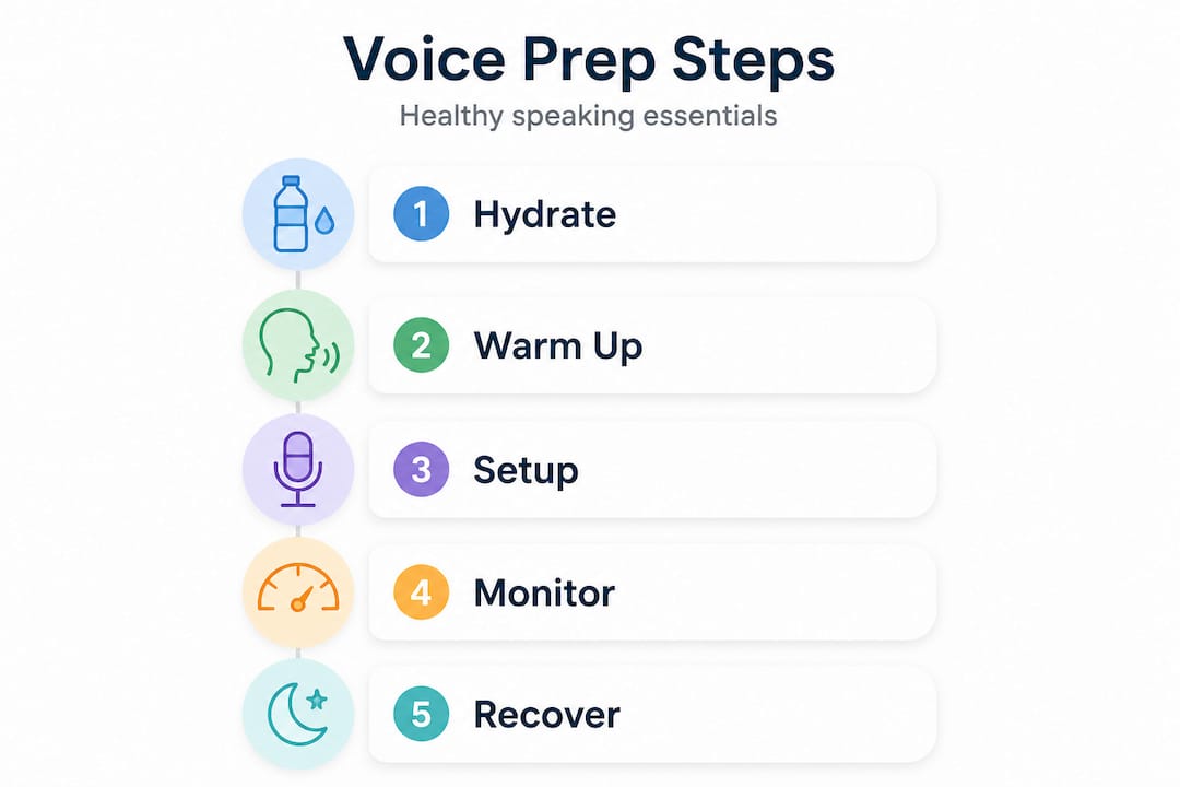 Infographic showing steps for healthy speaking prep