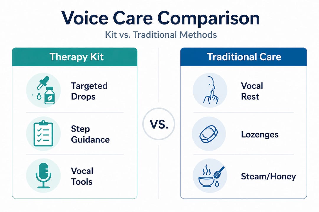 Infographic comparing therapy kits and traditional care