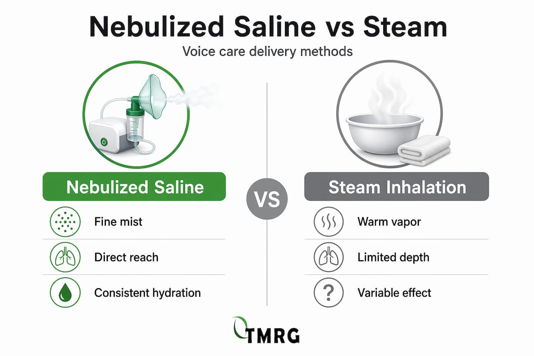 Infographic comparing nebulized saline and steam