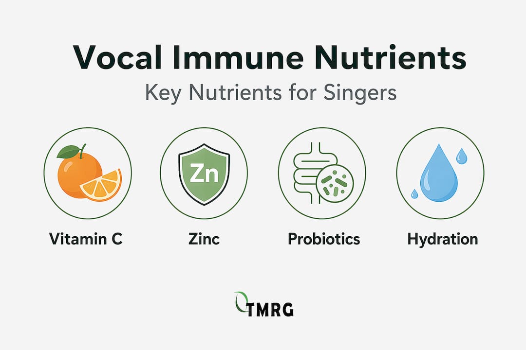 Infographic showing nutrients supporting vocal immune health