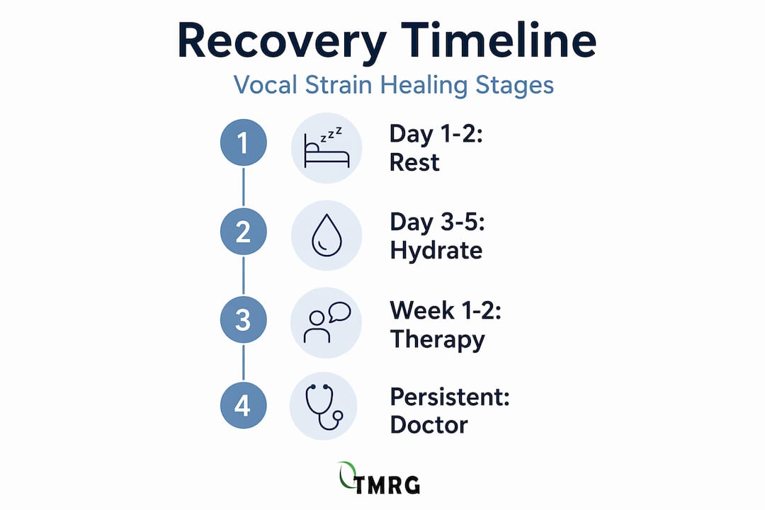 Infographic showing vocal strain recovery process
