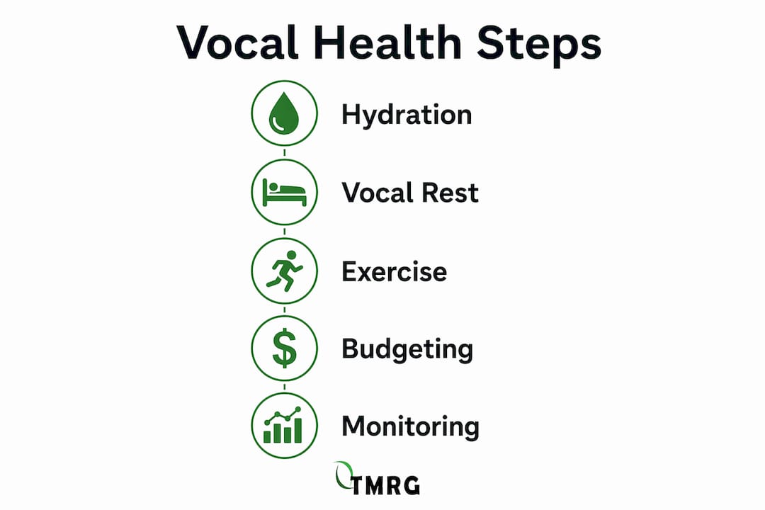 Infographic illustrating vocal health strategies
