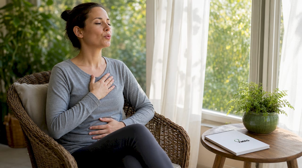 Woman demonstrating lip trills vocal exercise