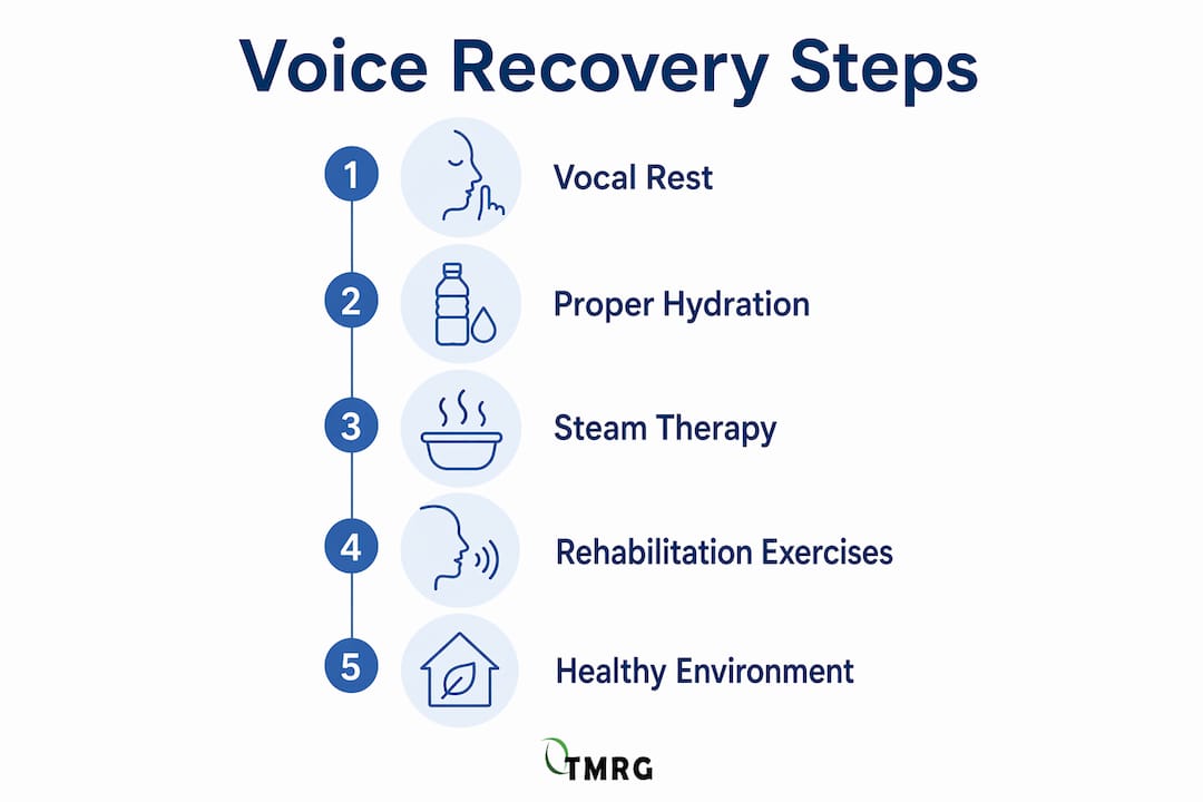 Infographic illustrating voice recovery steps