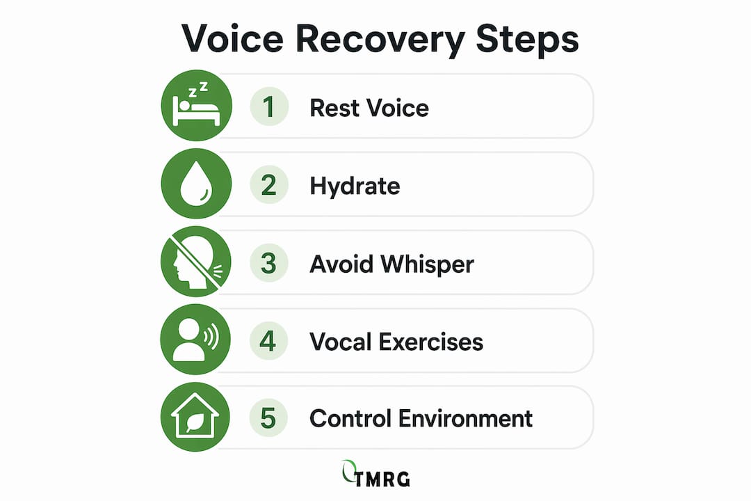 Infographic illustrating voice recovery steps