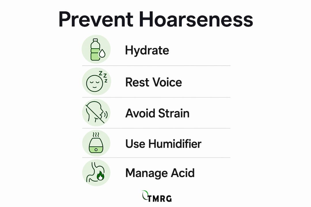 Infographic showing steps to prevent hoarseness