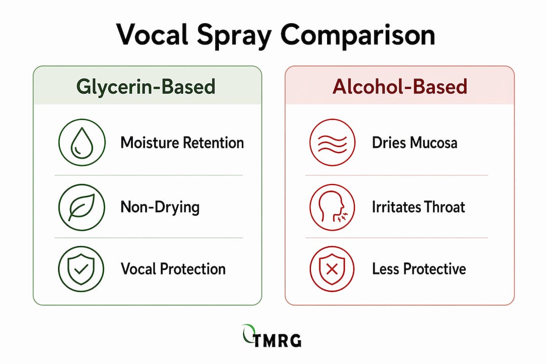 Infographic comparing glycerin and alcohol sprays