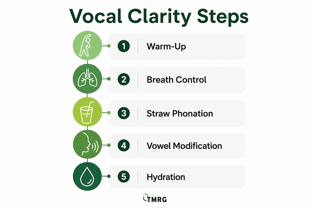 Infographic presenting key steps for improving vocal clarity