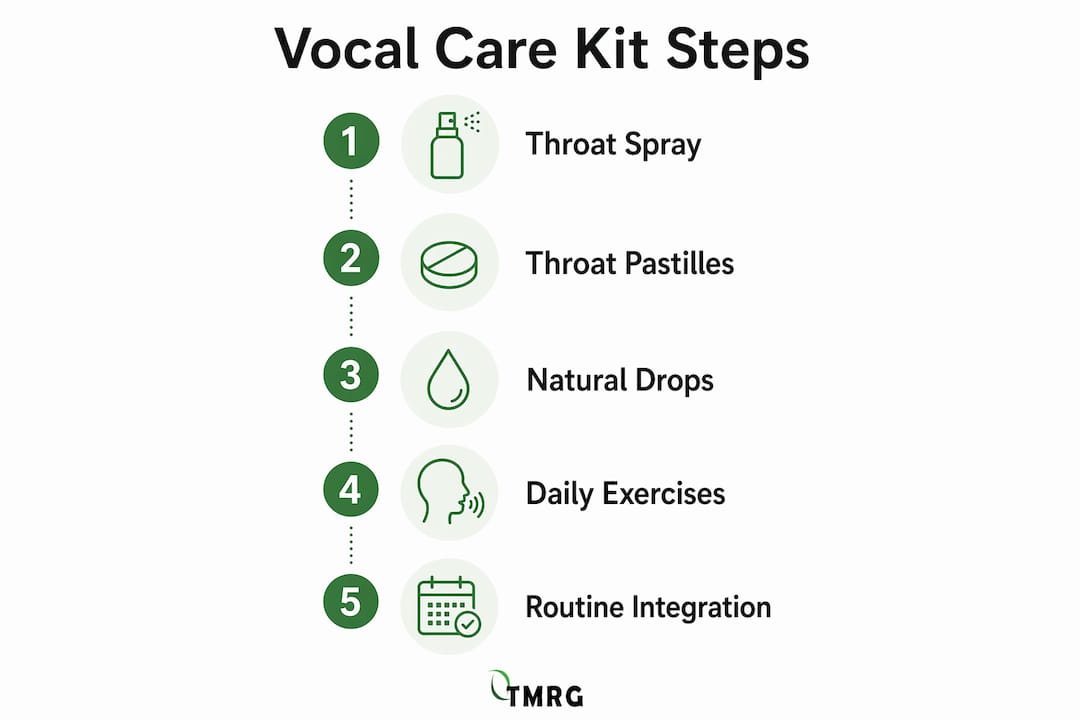 Infographic showing daily vocal care kit steps