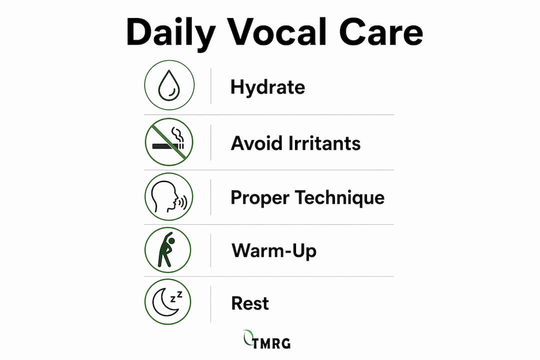Infographic outlining daily vocal care steps