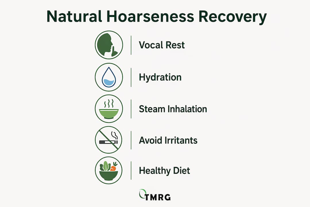 Infographic outlining natural hoarseness recovery steps
