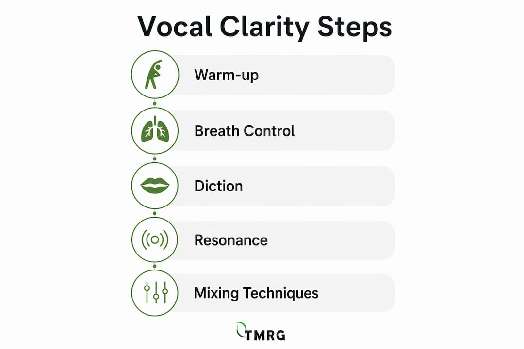 Infographic illustrating key vocal clarity steps