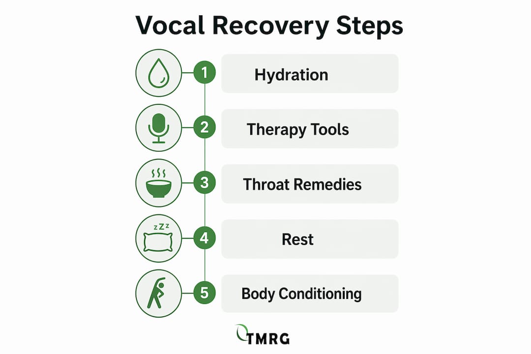 Infographic outlining vocal recovery steps