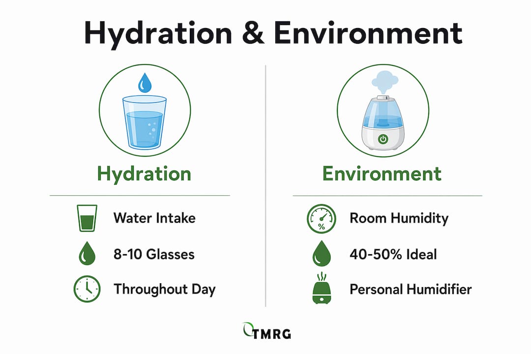 Infographic showing hydration and environment targets for singers