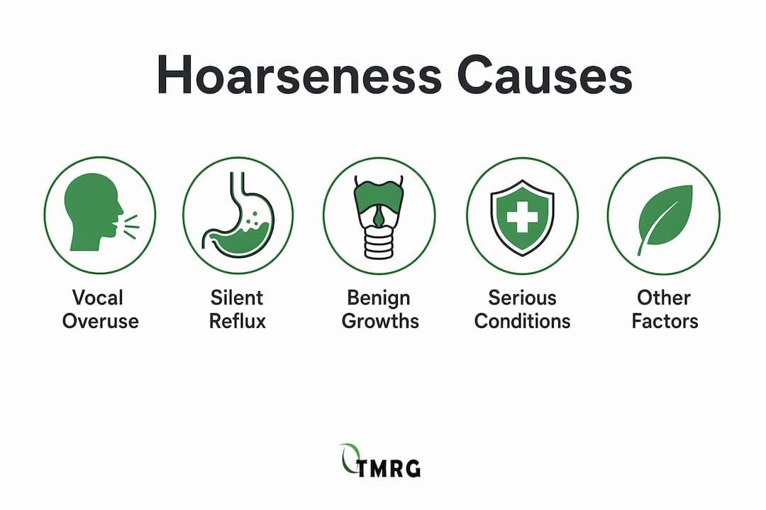 Infographic showing hierarchy of hoarseness causes