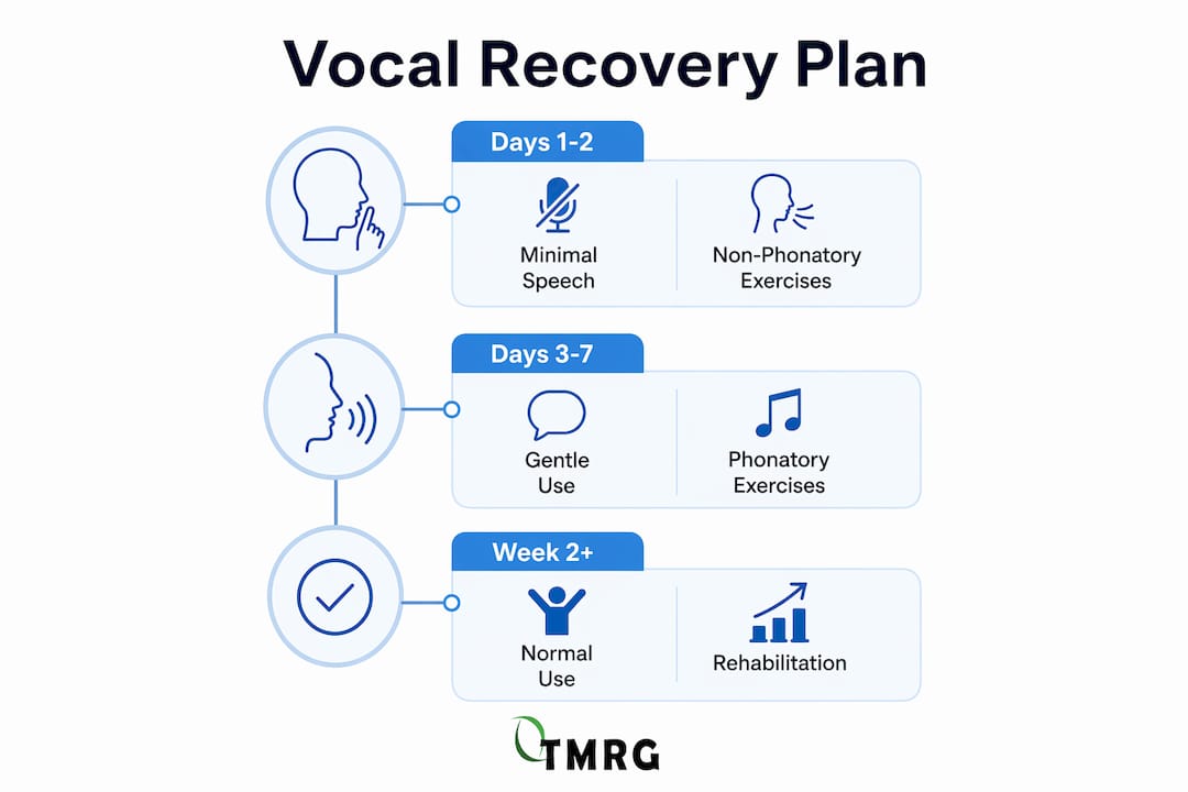 Infographic illustrating staged vocal recovery steps
