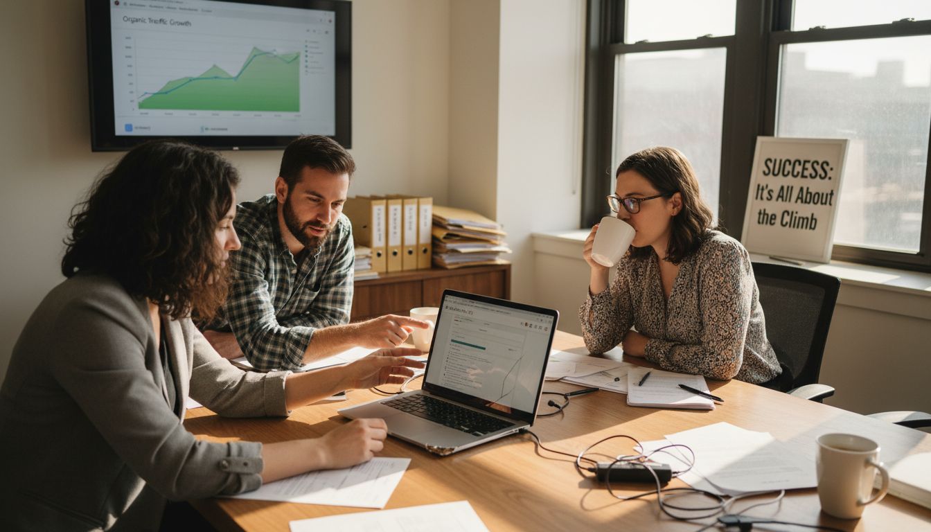 Team meeting about SEO in office