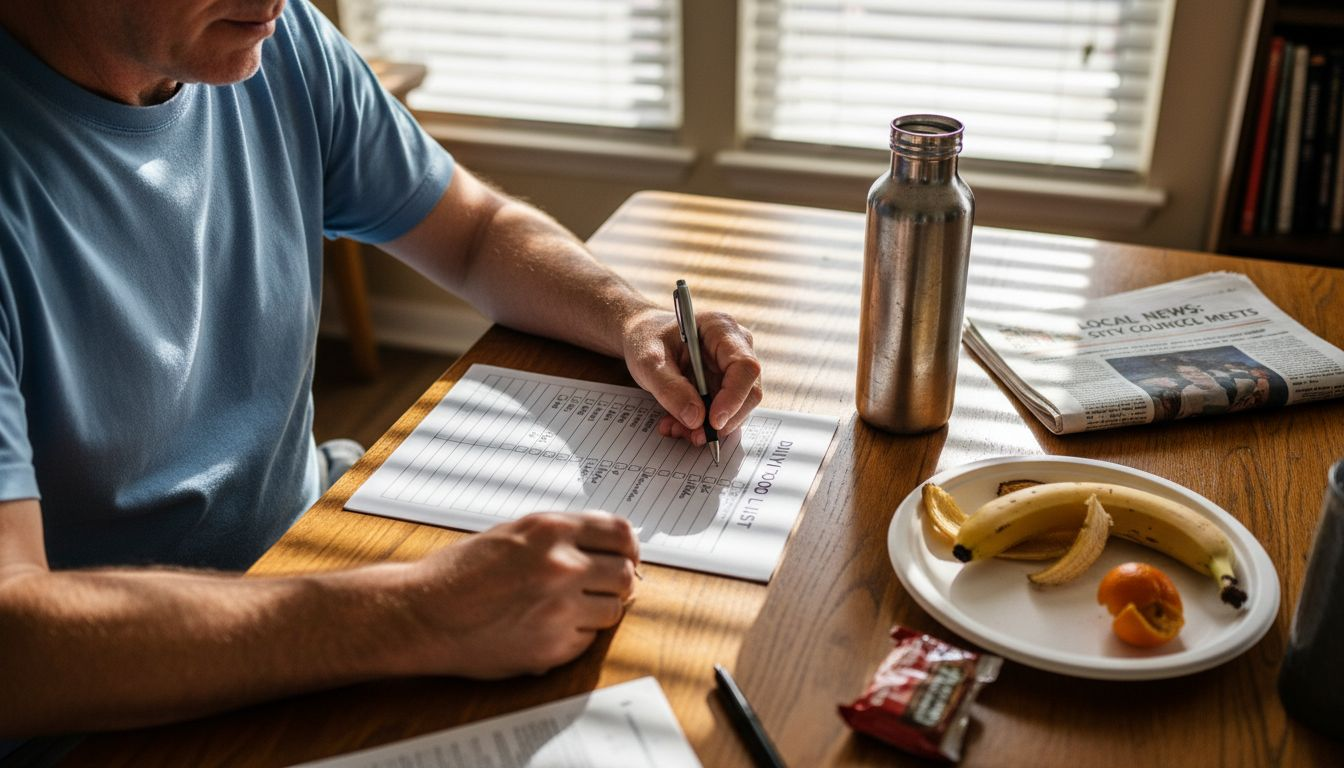 Man tracking daily wellness routine
