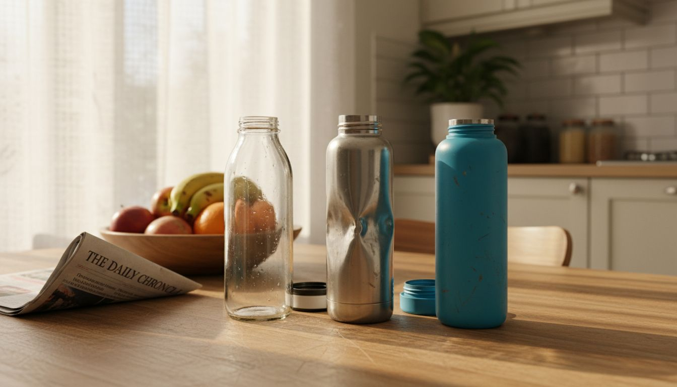 Different material reusable bottles displayed together