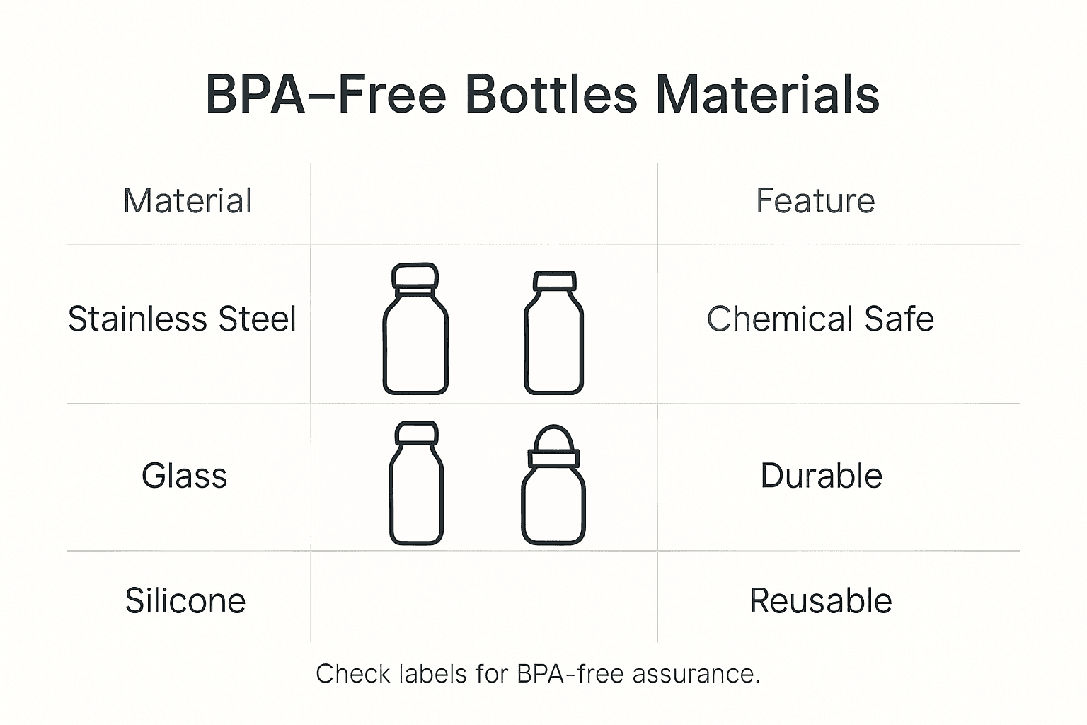 Infographic on BPA-free bottle materials features