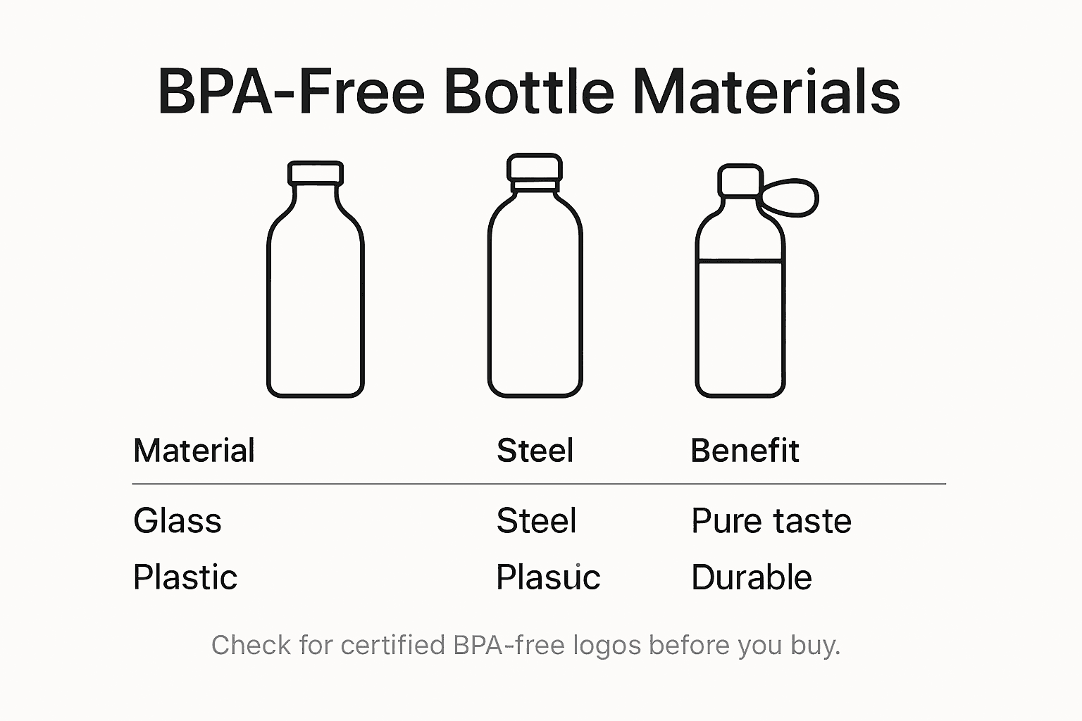 Infographic comparing BPA-free bottle materials and benefits