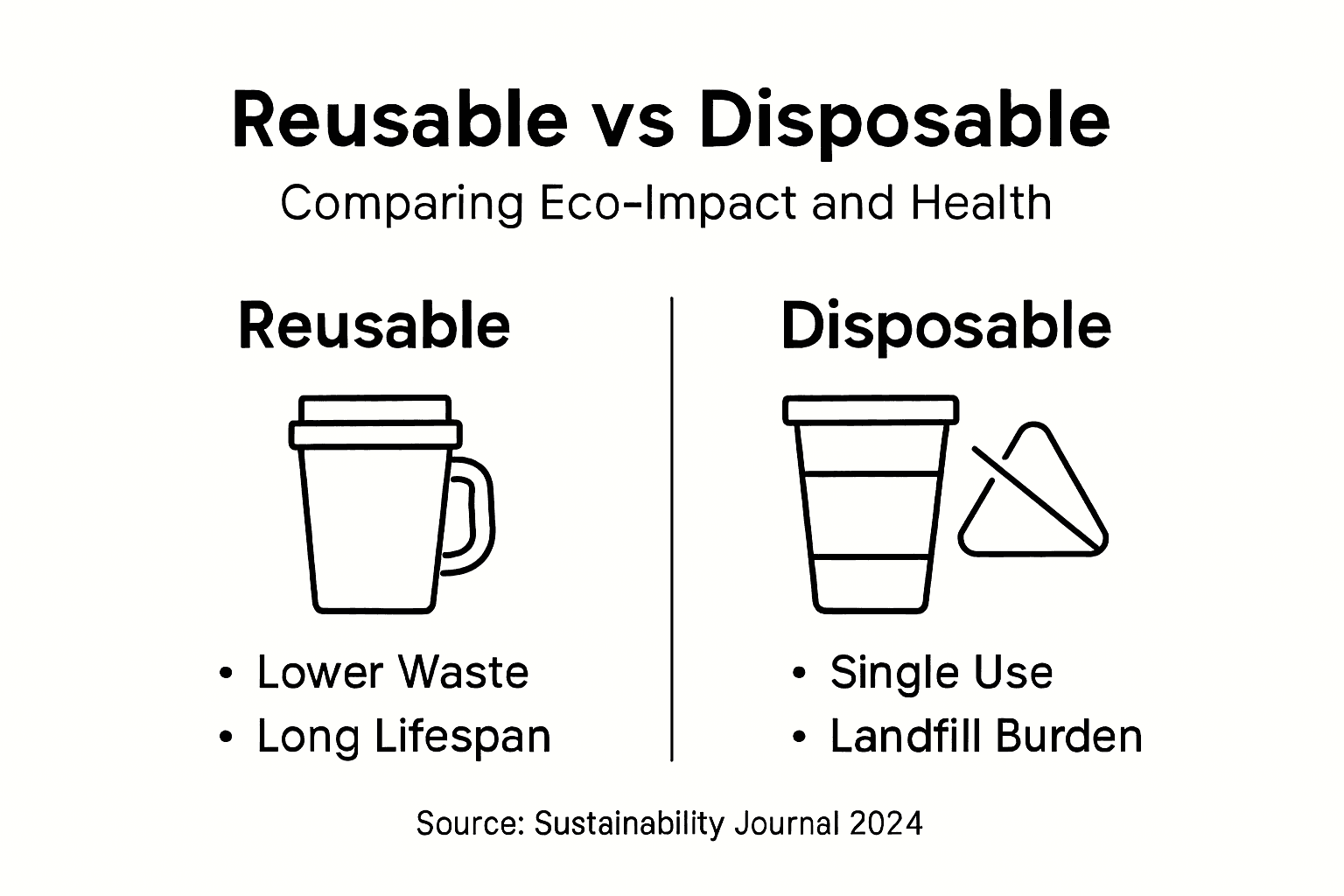 Infographic comparing reusable and disposable drinkware