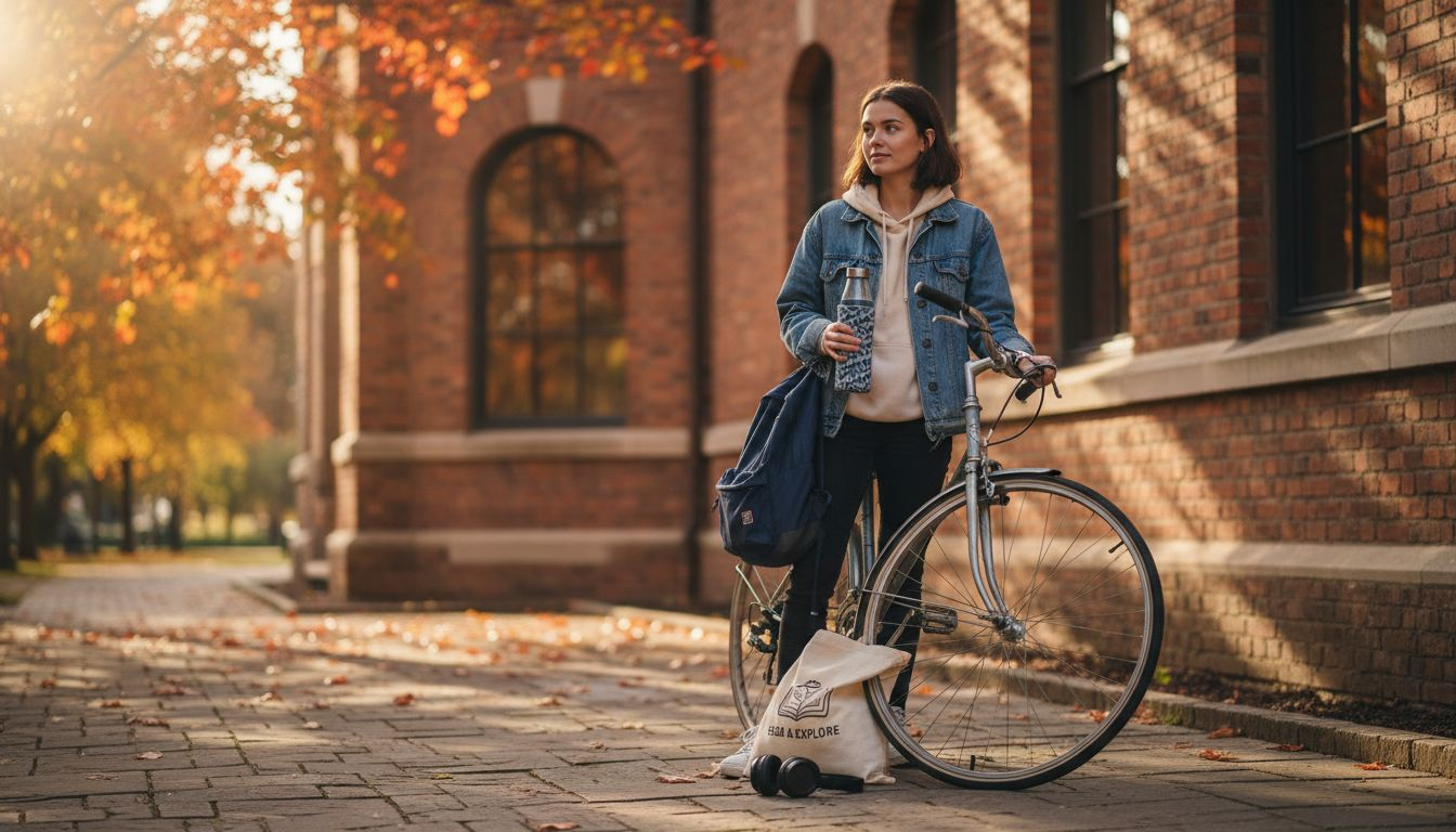 Stylish person with glass hydration bottle outdoors