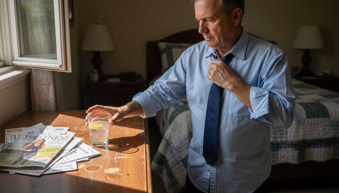 Man hydrating in everyday home setting